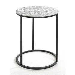 Pegane Table d'appoint ronde en métal noir et aluminium argenté -diamètre 41 x hauteur 52 cm