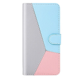 Etui en PU tricolore avec support gris/bleu/rose pour votre Apple iPhone SE (2nd Generation)/8/7 4.7 pouces