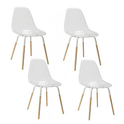 The Home Deco Factory Lot de 4 Chaises scandinave Phenix en polypropylène et métal - Transparent