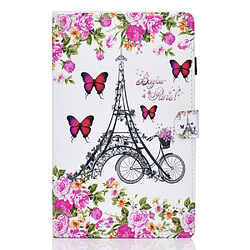 Etui en PU magnétique avec porte-cartes et porte-stylet Papillons/tour pour votre Samsung Galaxy Tab A8 (2021) SM-X200/SM-X205