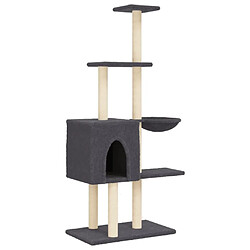 Helloshop26 Arbre à chat meuble tour grimper jouet grattage grattoir escalade plateforme avec griffoirs en sisal foncé 145 cm gris 02_0022664