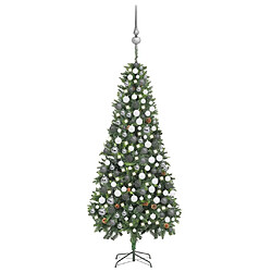 vidaXL Arbre de Noël artificiel pré-éclairé/boules pommes de pin 210cm