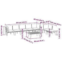 vidaXL Salon de jardin 8 pcs avec coussins Bois d'acacia solide pas cher