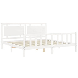 Maison Chic Lit adulte - Cadre Structure de lit avec tête de lit Contemporain blanc 200x200 cm bois massif -MN43612 pas cher