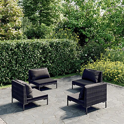 Maison Chic Salon de jardin 4 pcs + coussins - Mobilier/Meubles de jardin - Table et chaises d'extérieur Résine tressée Gris foncé -MN39980