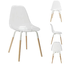 Avis The Home Deco Factory Lot de 4 Chaises scandinave Phenix en polypropylène et métal - Transparent