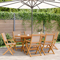 vidaXL Ensemble à manger de jardin 7 pcs taupe tissu et bois massif