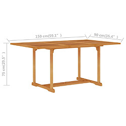 vidaXL Table de jardin 150x90x75 cm Bois de teck massif pas cher