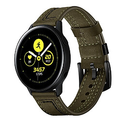 Bracelet en cuir véritable 20 points en forme de 7 vert pour votre Samsung Galaxy Watch Avtive 42mm