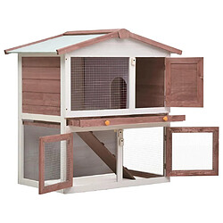 Helloshop26 Clapier cage d'extérieur 3 portes 94 x 60 x 98 cm bois marron 02_0000590