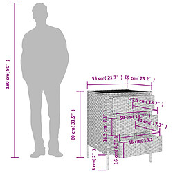 vidaXL Armoire de rangement de jardin et 3 tiroirs gris résine tressée pas cher