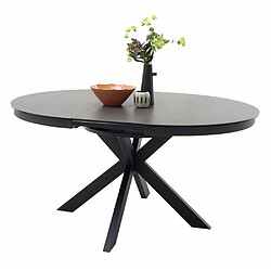 Inside 75 Table ronde extensible design WINNIE diamètre 120cm Gris céramique/Pieds Métal noir laqué mat pas cher