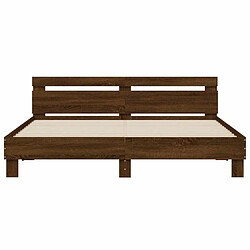 Maison Chic Cadre/structure de lit avec tête de lit pour adulte - Lit Moderne Chambre chêne marron 200x200 cm -MN86119 pas cher