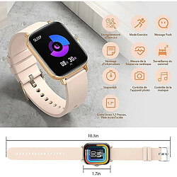 Chrono Montre Connectée Femmes, 1,7 Pouces Montre Connectée IP67 Etanche Fréquence Cardiaque Podomètre Sommeil Fitness Tracke Smartwatch pour Android iOS( Rose)