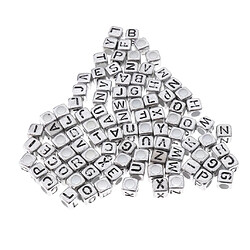 Avis 100x alphabets acryliques métalliques assortis lettre cube perles poney perles argent