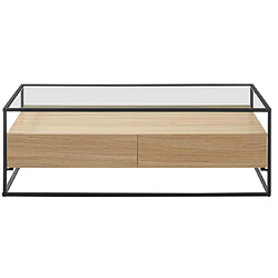 Pegane Table basse avec rangements en bois et métal - L.120 x H.40 x P.60 cm