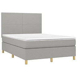 Avis Maison Chic Lit Adulte - Lit simple Lit à sommier tapissier avec matelas moelleux - Meuble de Chambre - Gris clair 140x190cm Tissu -MN28295