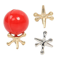 Acheter Jack Jeux-10 Pièces Or et Argent Métal Prises 1 Rouge En Caoutchouc Balles Rebondissantes Classique Jeu de Prises pour party Favor Enfants et Adulte