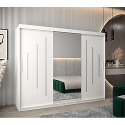 Abiks Meble Armoire YORK 1 À Portes Coulissantes 200/250/62 3 Portes (Blanc/Blanc)