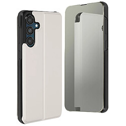 Avizar Étui pour Samsung Galaxy M55 Clapet Miroir Clear View Support Argent