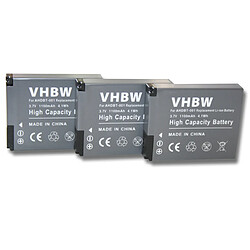 3xbatteries vhbw pour GoPro HD Hero, Motorsports, Helmet,Surf,Naked, Hero 960,Hero 2 II Motorsports Outdoor,Surf Edition remplace AHDBT-001,ABPAK-001.