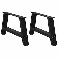 vidaXL Pieds de table basse forme de A 2 pcs noir 70x(30-31) cm acier