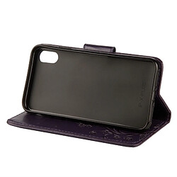 Wewoo Housse Étui à rabat en cuir motif gaufré en relief avec fente pour cartes & porte-monnaie & lanière iPhone XR Violet foncé