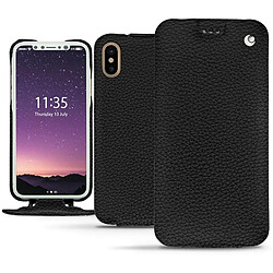 Housse cuir Apple iPhone Xs - Rabat vertical - Ebène ( Noir / Black ) - NOREVE