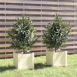 Maison Chic Lot de 2 Jardinières,Bac à fleurs - pot de fleur Blanc 31x31x31 cm Bois de pin massif -GKD52882