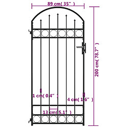 Acheter vidaXL Portail de jardin avec dessus arqué Acier 89x200 cm Noir