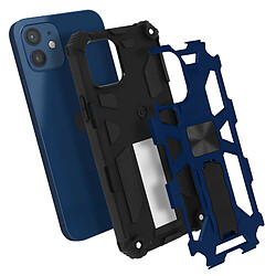 Avizar Coque iPhone 12 / 12 Pro avec Coins Bumper Béquille Magnétique Métallisé bleu