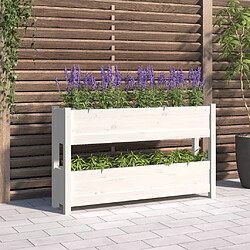 vidaXL Jardinière Blanc 112x25x66 cm Bois massif de pin