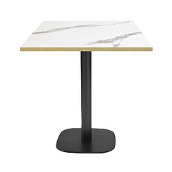 Restootab Table 70x70cm - modèle Round marbre blanc chants laiton 