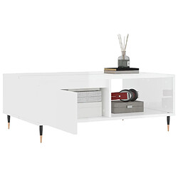 Avis vidaXL Table basse blanc brillant 90x60x35 cm bois d'ingénierie