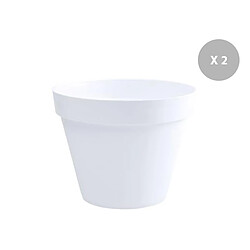 Lot de 2 Pots de fleur rond Toscane Ø 60 x H.47 cm Blanc - Eda