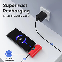 SANAG Batterie Externe Pour Iphone 16/15 Series, 5200Mah Usb C Power Bank À Charge Rapide, Ultra-Compact Et Léger Batterie Portable Écran Lcd Chargeur Portable Pour Iphone 16/15/15 Plus/15Pro Samsung-Rouge