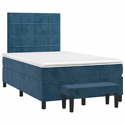 Maison Chic Lit adulte- Lit + matelas,Sommier à lattes de lit et matelas bleu foncé 120x190cm velours -GKD95510