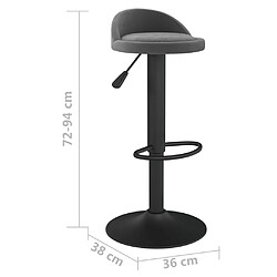 vidaXL Tabouret de bar Gris foncé Velours pas cher