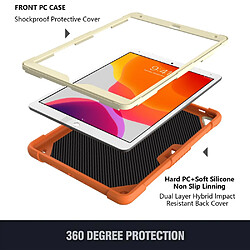 Coque en TPU + silicone avec béquille et bandoulière beige/Orange pour votre Apple iPad 10.2 (2021)/(2020)/(2019)