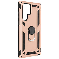 Avizar Coque Galaxy S22 Ultra Antichoc Hybride Bague Support Vidéo - rose champagne