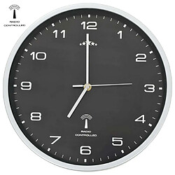 Decoshop26 Horloge murale radioguidée avec mouvement à quartz 31 cm Noir DEC022251