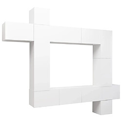 Maison Chic Ensemble de meubles TV 9 pcs | Banc TV Moderne pour salon | Meuble de Rangement - Blanc Aggloméré -MN48174