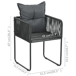 vidaXL Chaises d'extérieur 6 pcs avec oreillers Résine tressée Noir pas cher