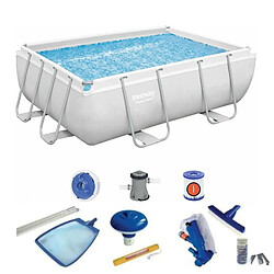 Pack Piscine Rectangulaire Bestway Frame 287x201x100 cm Épurateur, Echelle, Kit de Nettoyage et Doseur de Chlore