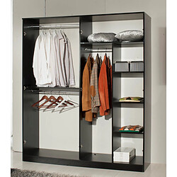 Avis Dansmamaison Armoire 4 portes battantes 2 miroirs Laqué Gris Brillant - FENY