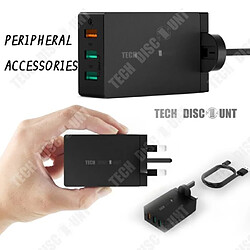 Tech Discount TD® Adaptateur secteur usb prise universelle multiple câble 3 ports chargeur alimentation rapide entrée commutateur sortie prise pet