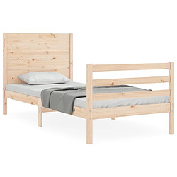 Maison Chic Cadre/structure de lit avec tête de lit pour adulte - Lit Moderne Chambre petit simple bois massif -MN16000