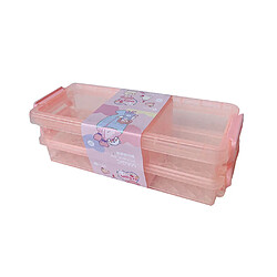 Universal 3PCS Cartoon 2 étages Boîte de rangement étudiante mignonne transparente Boîte de stockage de bureau Classroom Triage Box Set de crayons