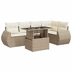 vidaXL Salon de jardin avec coussins 6 pcs beige résine tressée