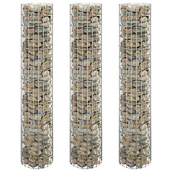 vidaXL Lit surélevé à gabion circulaire 3pcs Acier galvanisé Ø30x150cm